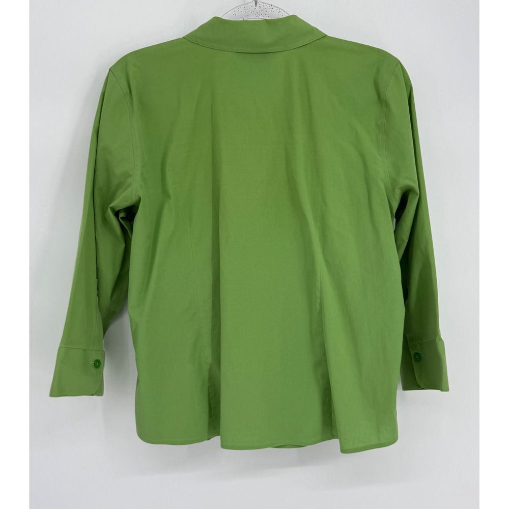 Talbots Petites Green Button Down Blouse Wrinkle Resistant Stretch Sz 16P - Picture 4 of 8
